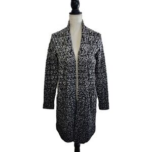Athleta Wool Cashmere Black & White Open Front Cardigan Size XXS Cozy Office